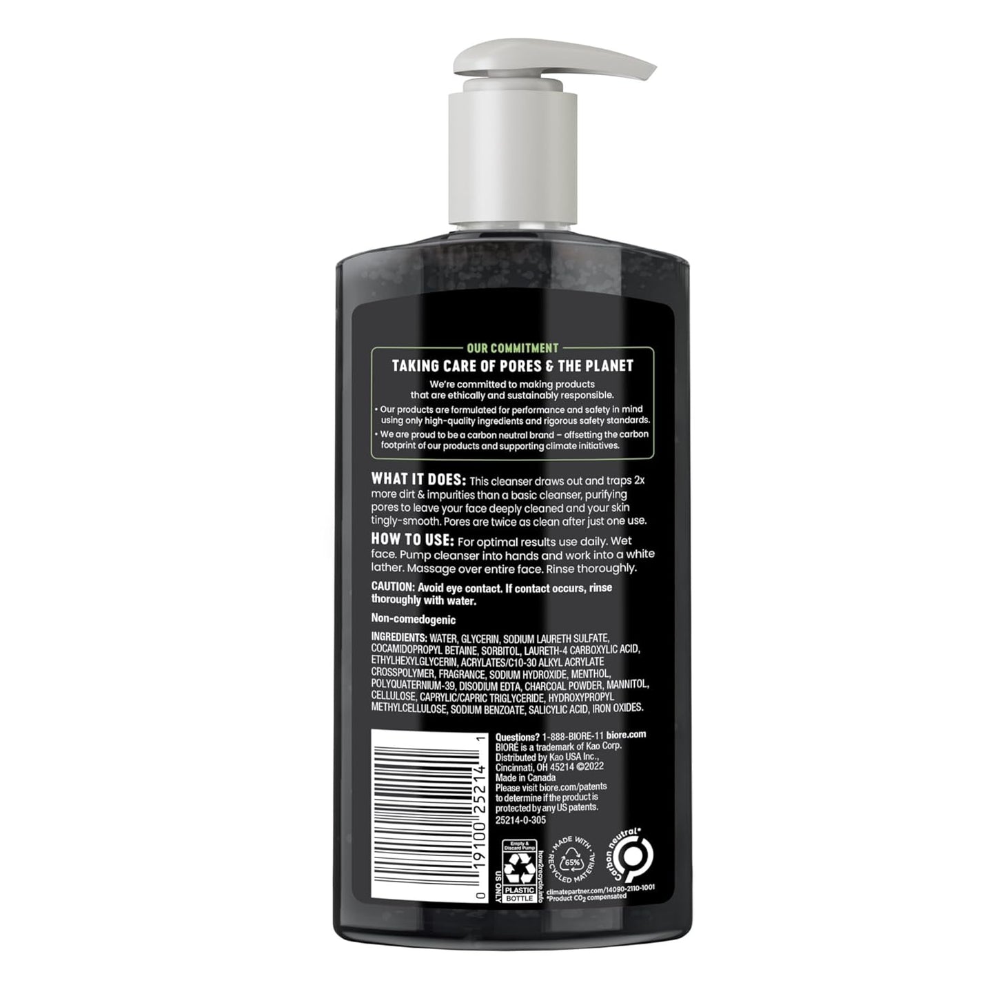 Deep Pore Charcoal Face Wash, Daily Facial Cleanser for Dirt & Makeup Removal, for Oily Skin, Value Size, 11.45 Fl Oz