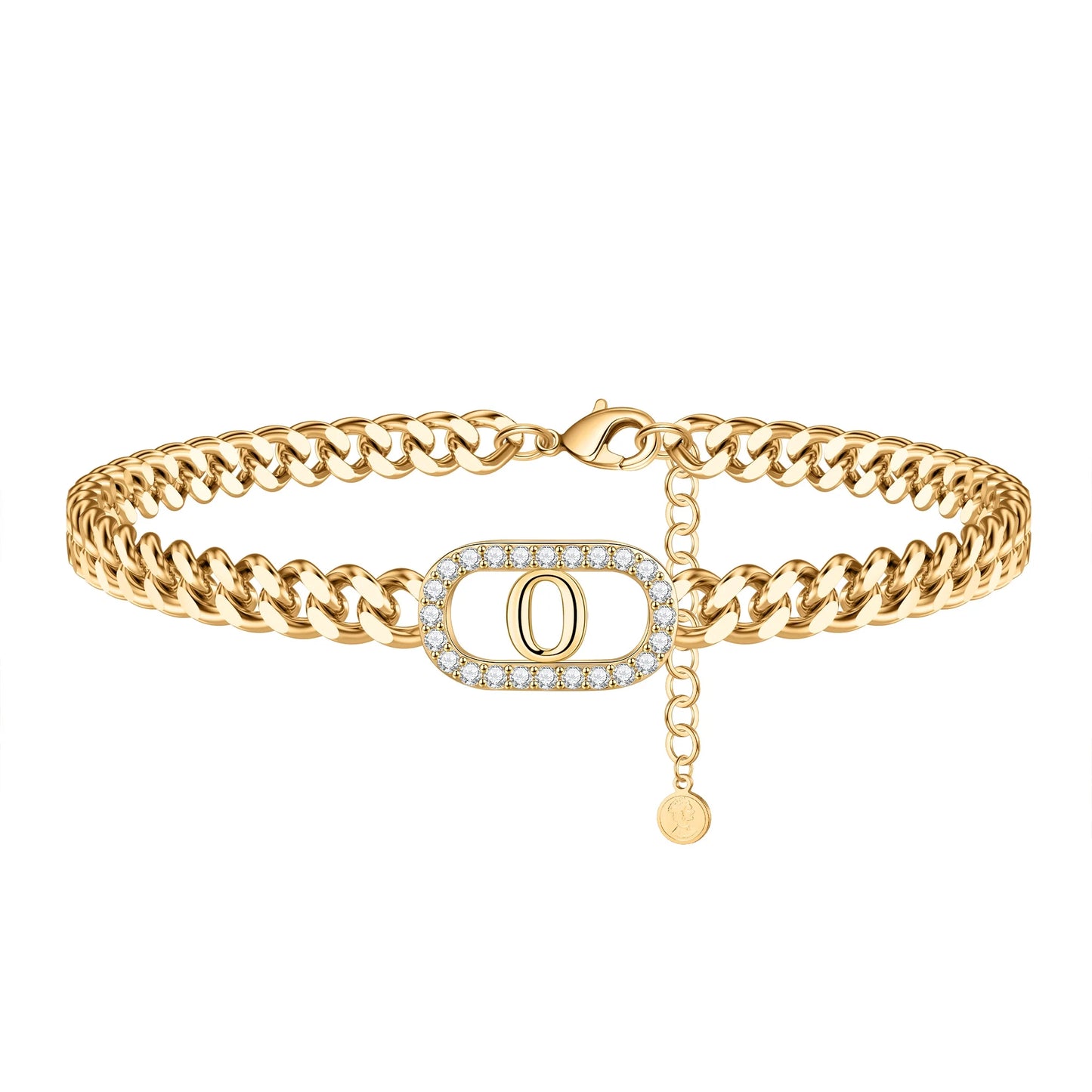 Gold Initial Ankle Bracelets for Women Dainty CZ Cuban Link Anklets Summer Gifts