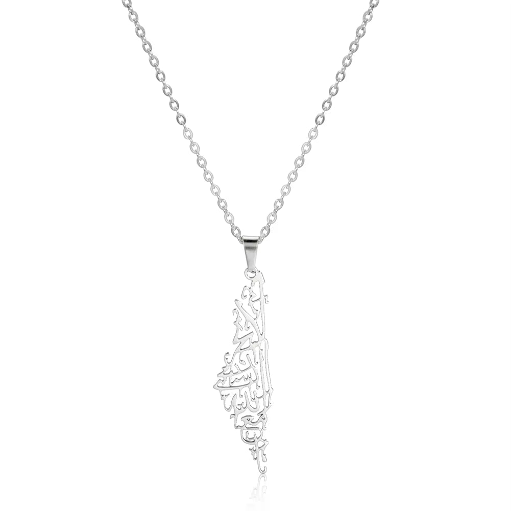 Israel Palestine Map Pendant Necklace for Women Men Arabic African Jamaica Stainless Steel Gold Color Chain Necklaces Jewelry