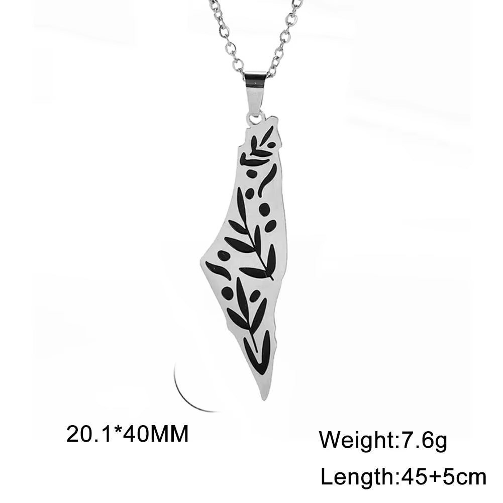 Israel Palestine Map Pendant Necklace for Women Men Arabic African Jamaica Stainless Steel Gold Color Chain Necklaces Jewelry