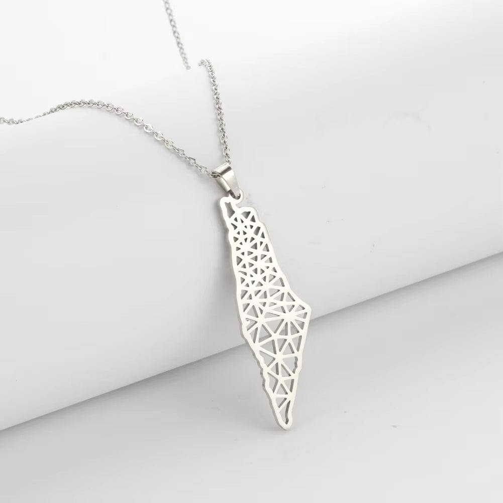 Israel Palestine Map Pendant Necklace for Women Men Arabic African Jamaica Stainless Steel Gold Color Chain Necklaces Jewelry