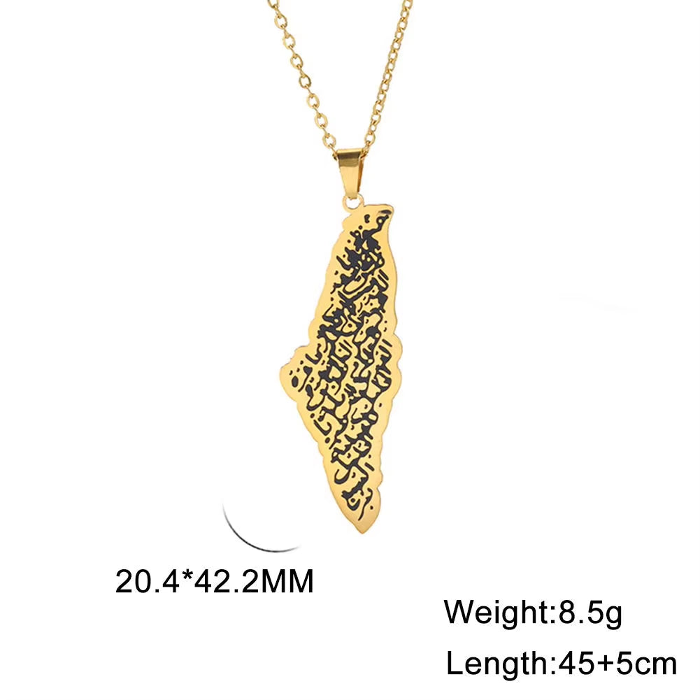 Israel Palestine Map Pendant Necklace for Women Men Arabic African Jamaica Stainless Steel Gold Color Chain Necklaces Jewelry
