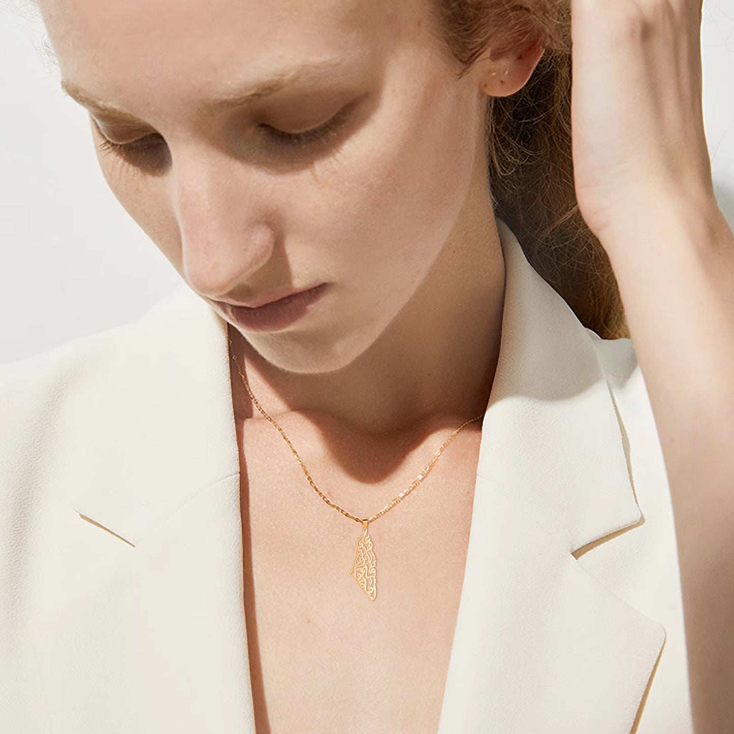 Israel Palestine Map Pendant Necklace for Women Men Arabic African Jamaica Stainless Steel Gold Color Chain Necklaces Jewelry
