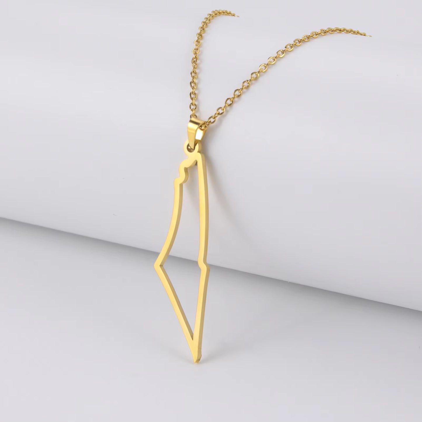 Israel Palestine Map Pendant Necklace for Women Men Arabic African Jamaica Stainless Steel Gold Color Chain Necklaces Jewelry