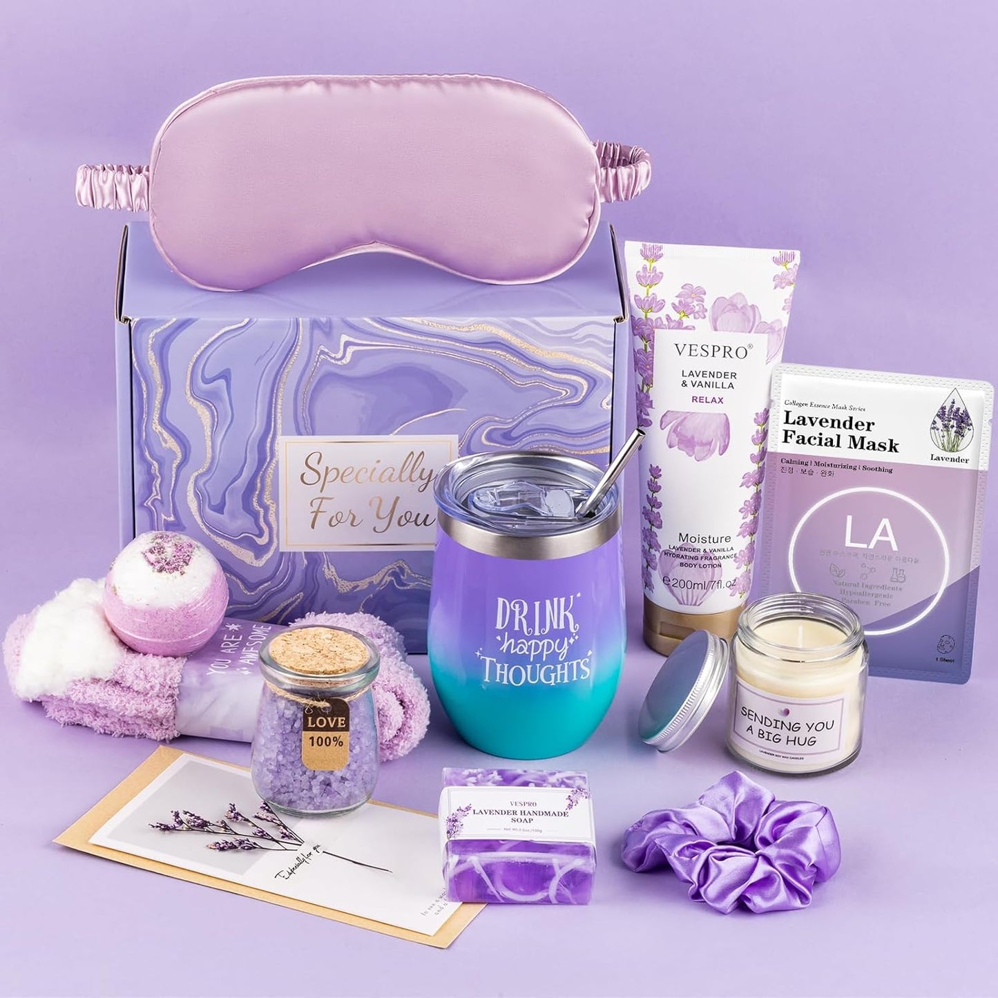 Birthday & Get Well Soon Care Packages & Gift Baskets for Her - Bath Relaxing Spa Set - Self Care Gifts for Women Who Have Everything