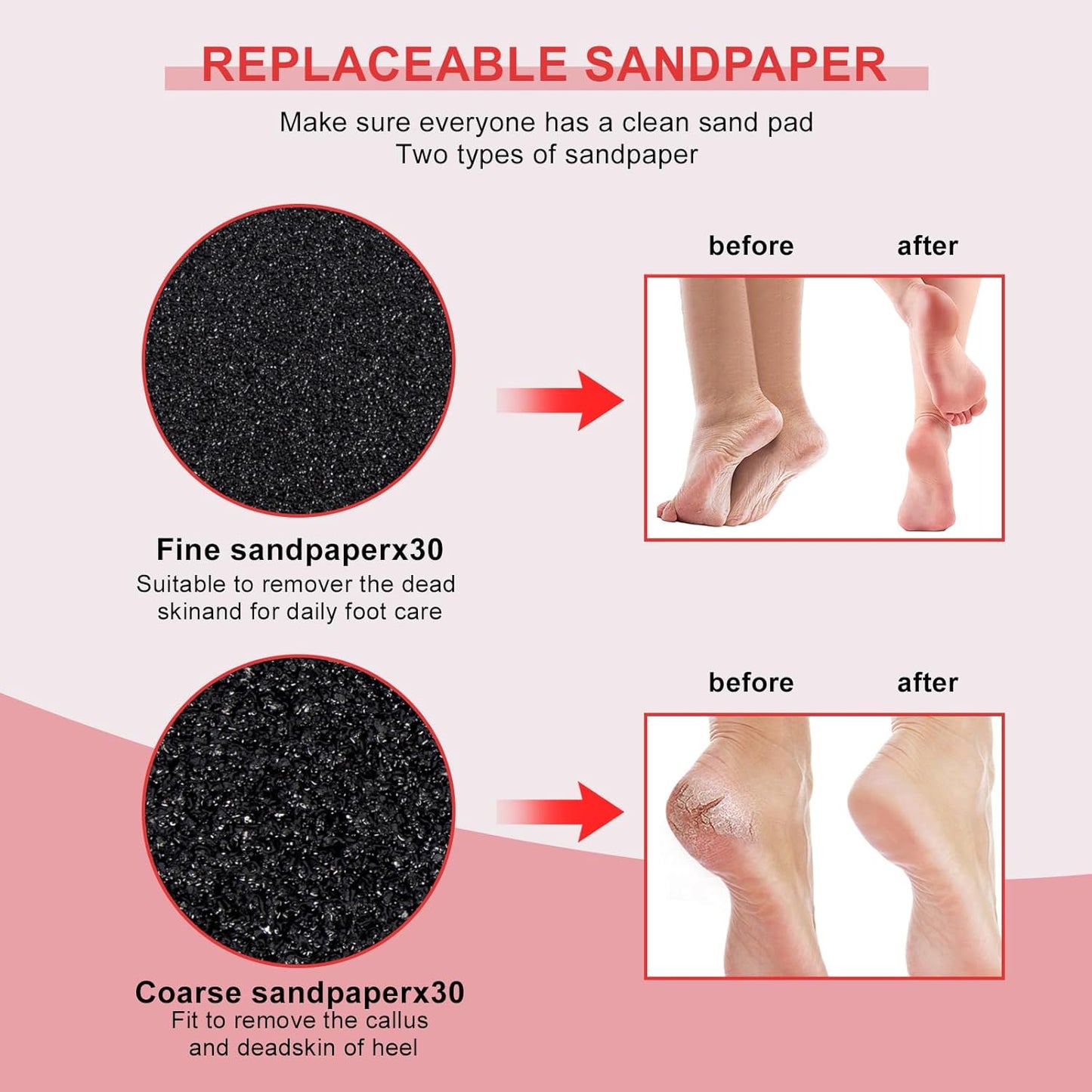 Electric Foot Scrubber Dead Skin - Professional Electric Foot Callus Remover Adjustable Speed Plug-In Foot File with 60PCS Replacement Sandpaper Disk