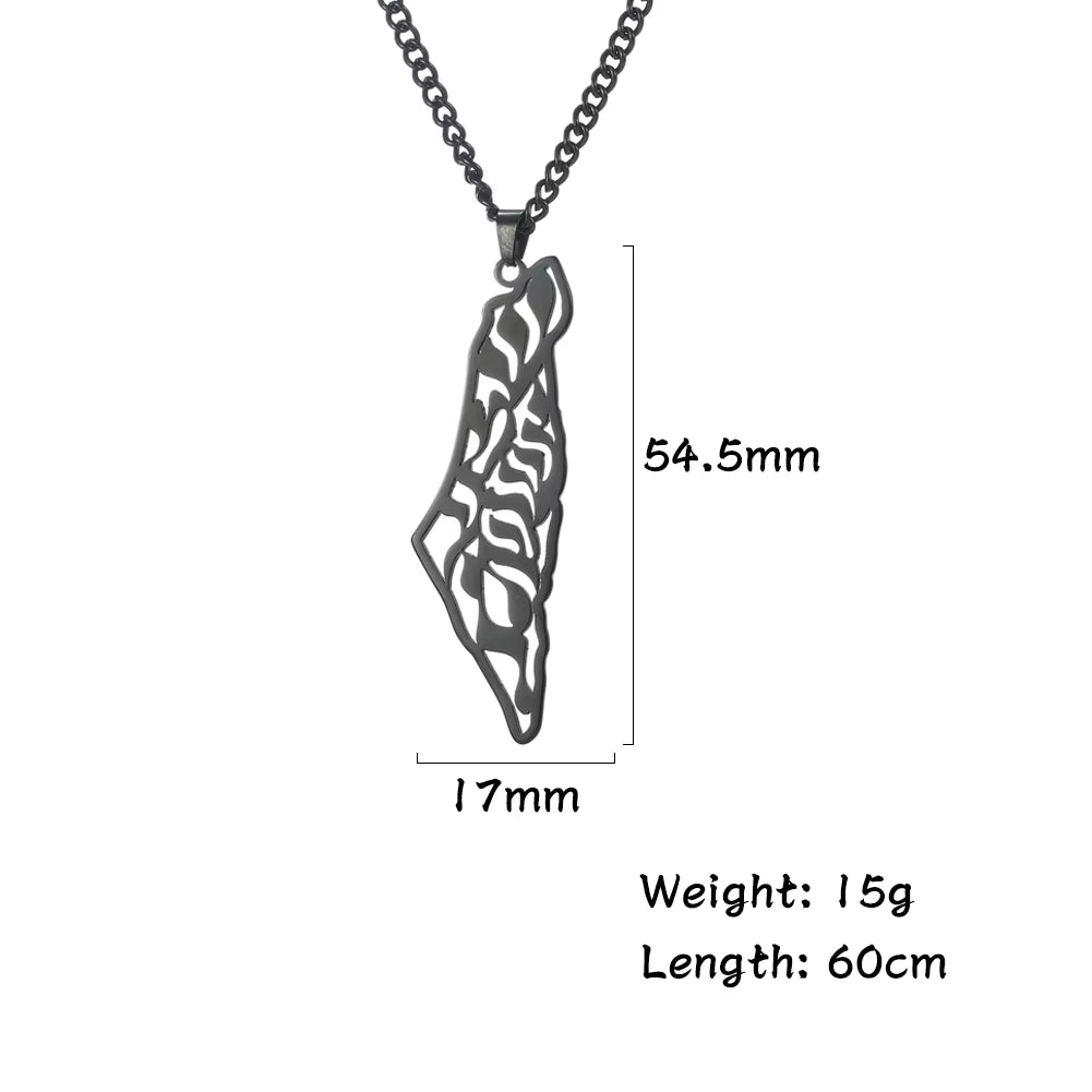 Israel Palestine Map Pendant Necklace for Women Men Arabic African Jamaica Stainless Steel Gold Color Chain Necklaces Jewelry