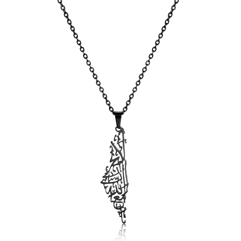 Israel Palestine Map Pendant Necklace for Women Men Arabic African Jamaica Stainless Steel Gold Color Chain Necklaces Jewelry