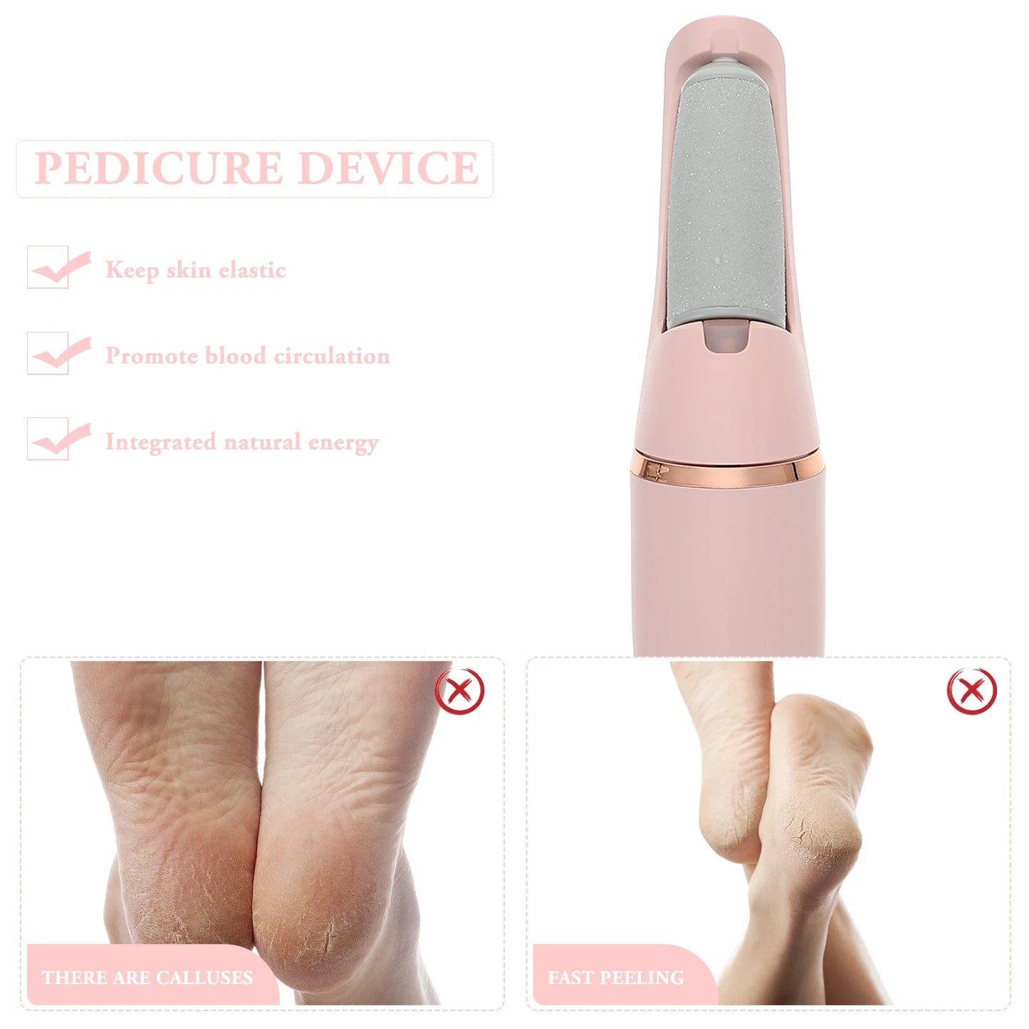 Pedicure Tool Electric Foot Scrubber Exfoliating Portable Files Feet Callus Remover Pink