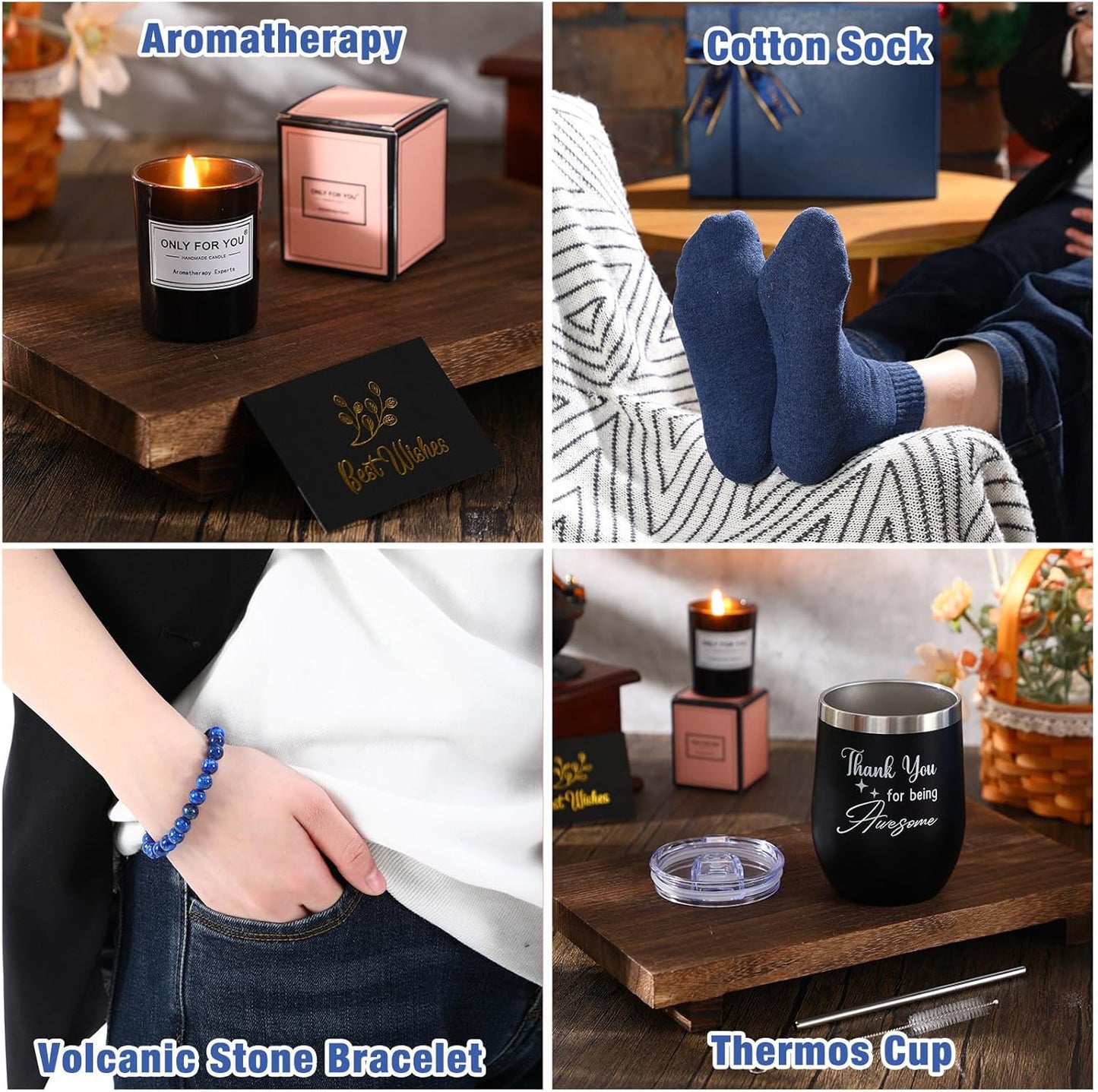 15 Pcs Birthday Gifts for Men Beard Care Set for Him Christmas Gifts Basket Ideas Kit for Men Tumbler Bath Robe for Dad Husband Boyfriend Box Christmas Gifts Baskets(Navy)