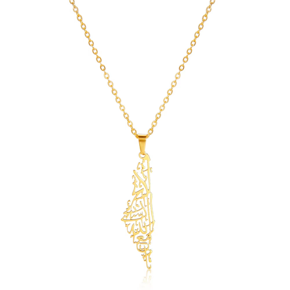Israel Palestine Map Pendant Necklace for Women Men Arabic African Jamaica Stainless Steel Gold Color Chain Necklaces Jewelry