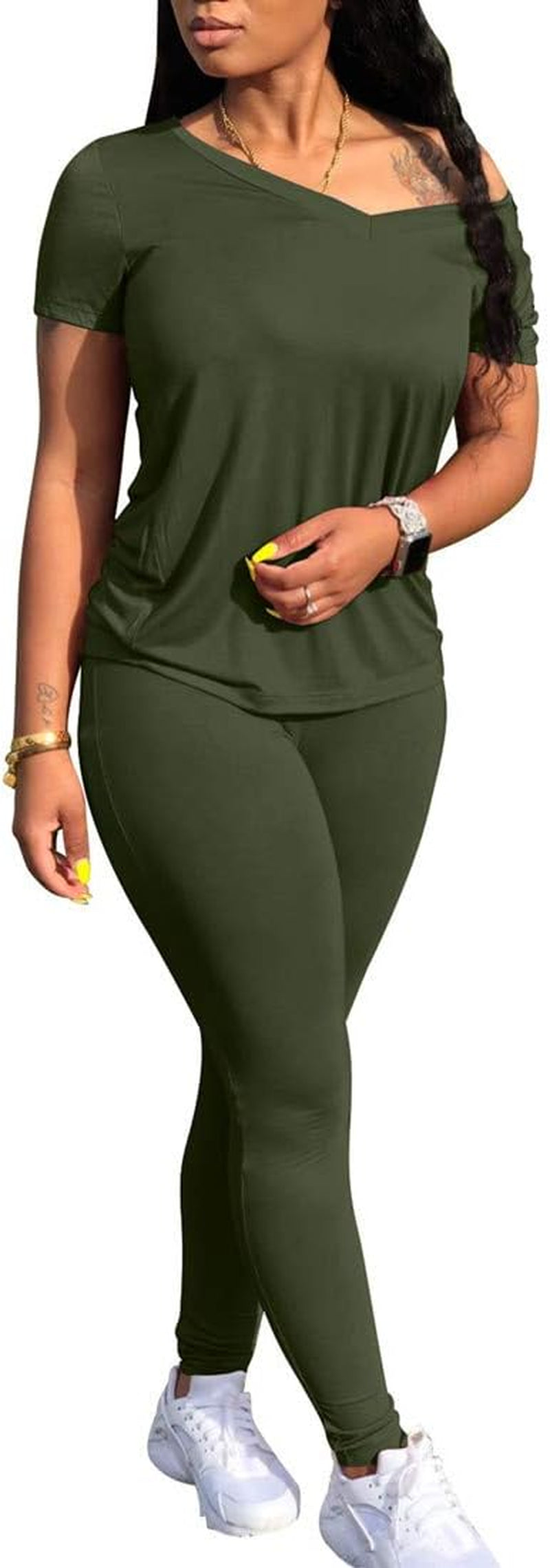 2 Piece Outfits for Women Workout Track Suits Long Sleeve Top Jogger Legging Pants Sets