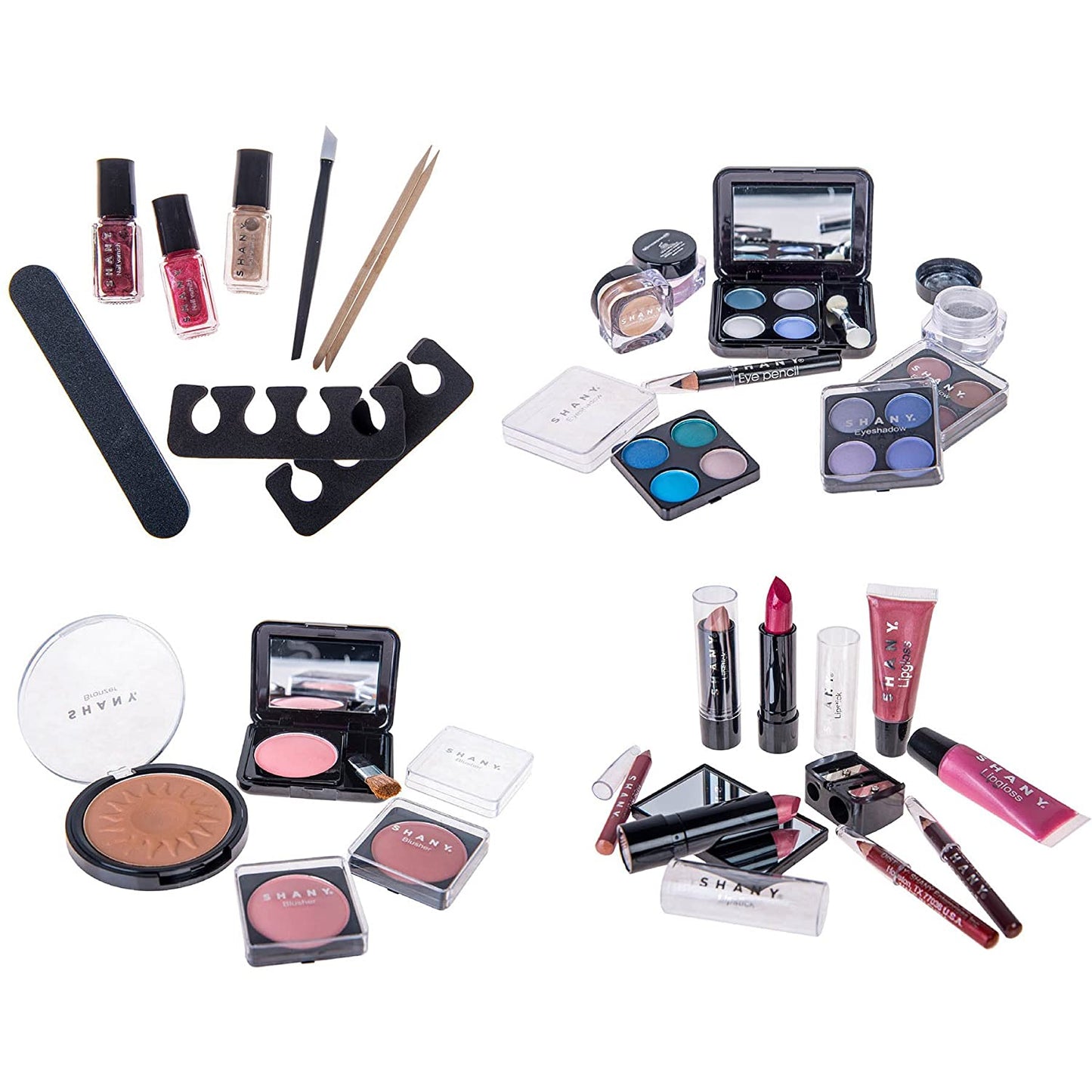 Carry All Trunk Professional Makeup Kit - Eyeshadow,Pedicure,Manicure with Black Trim Clear Case