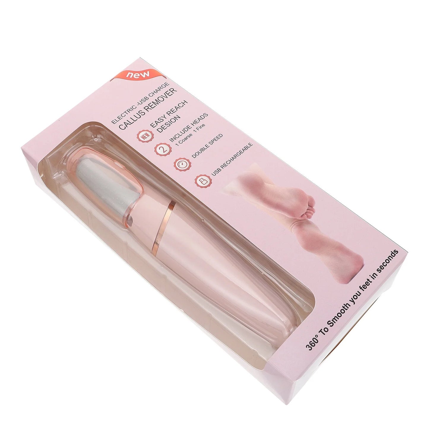 Pedicure Tool Electric Foot Scrubber Exfoliating Portable Files Feet Callus Remover Pink