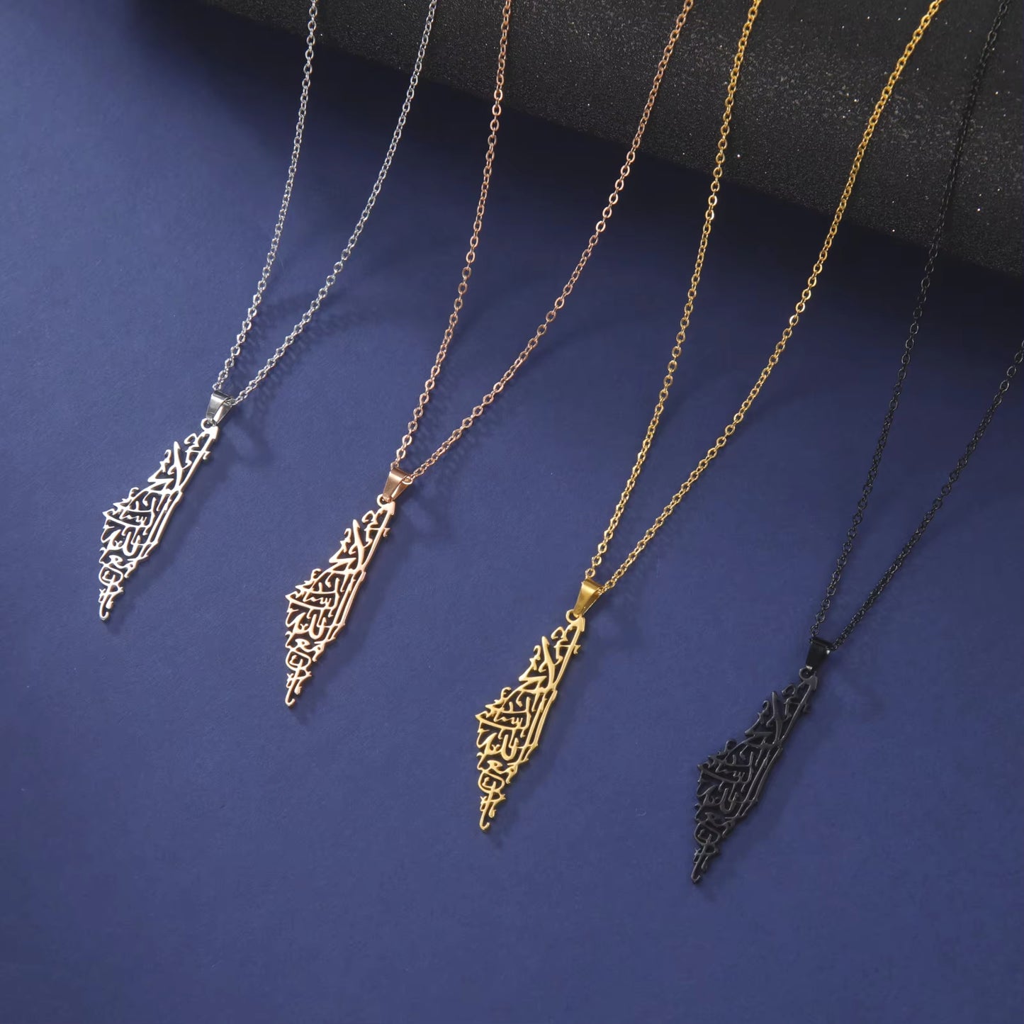 Israel Palestine Map Pendant Necklace for Women Men Arabic African Jamaica Stainless Steel Gold Color Chain Necklaces Jewelry