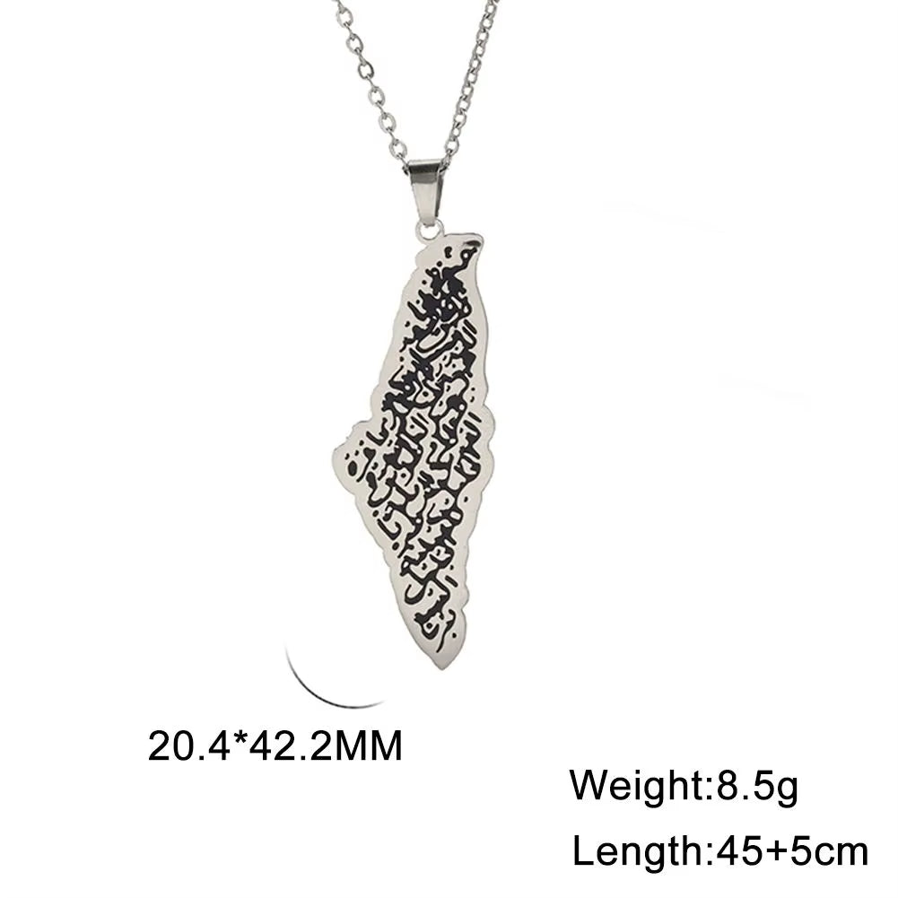 Israel Palestine Map Pendant Necklace for Women Men Arabic African Jamaica Stainless Steel Gold Color Chain Necklaces Jewelry