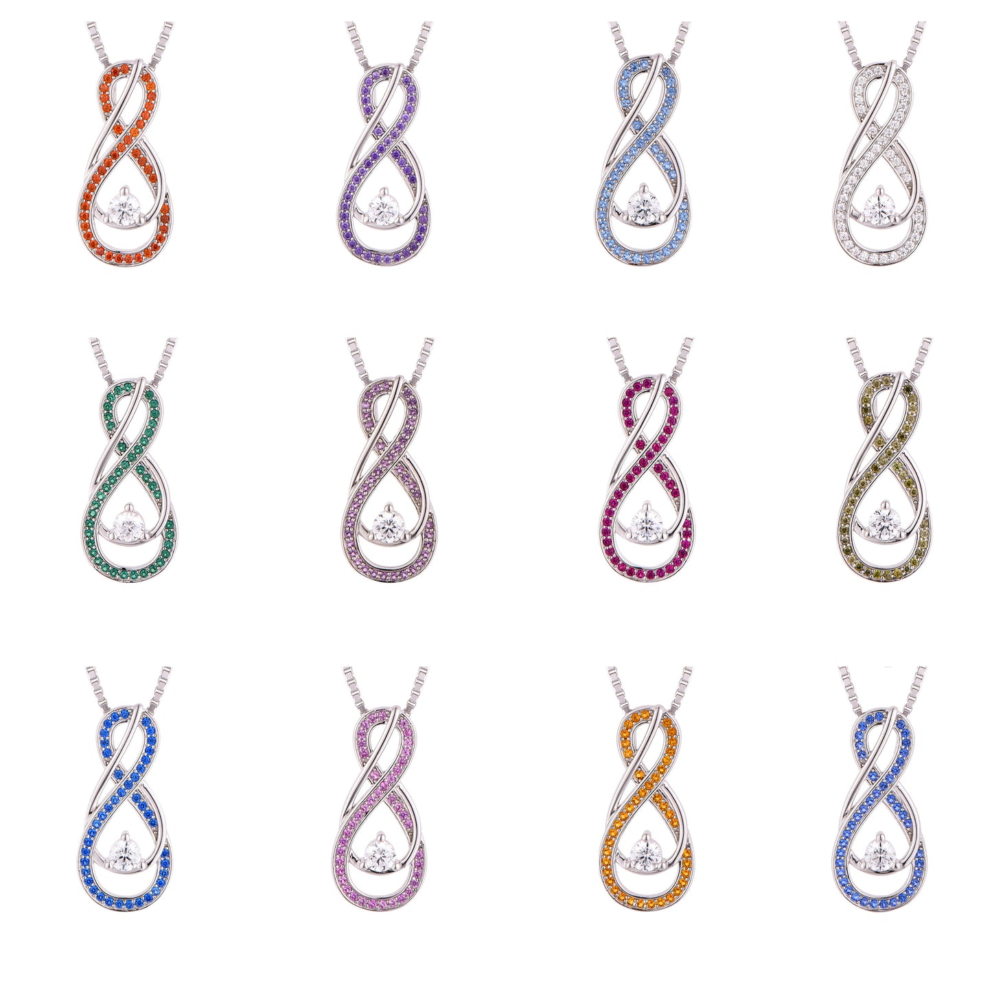 Blue Turquoise Infinity Birthstone Necklace - December Gemstone