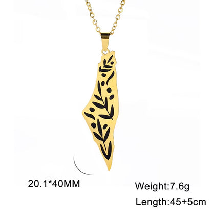 Israel Palestine Map Pendant Necklace for Women Men Arabic African Jamaica Stainless Steel Gold Color Chain Necklaces Jewelry