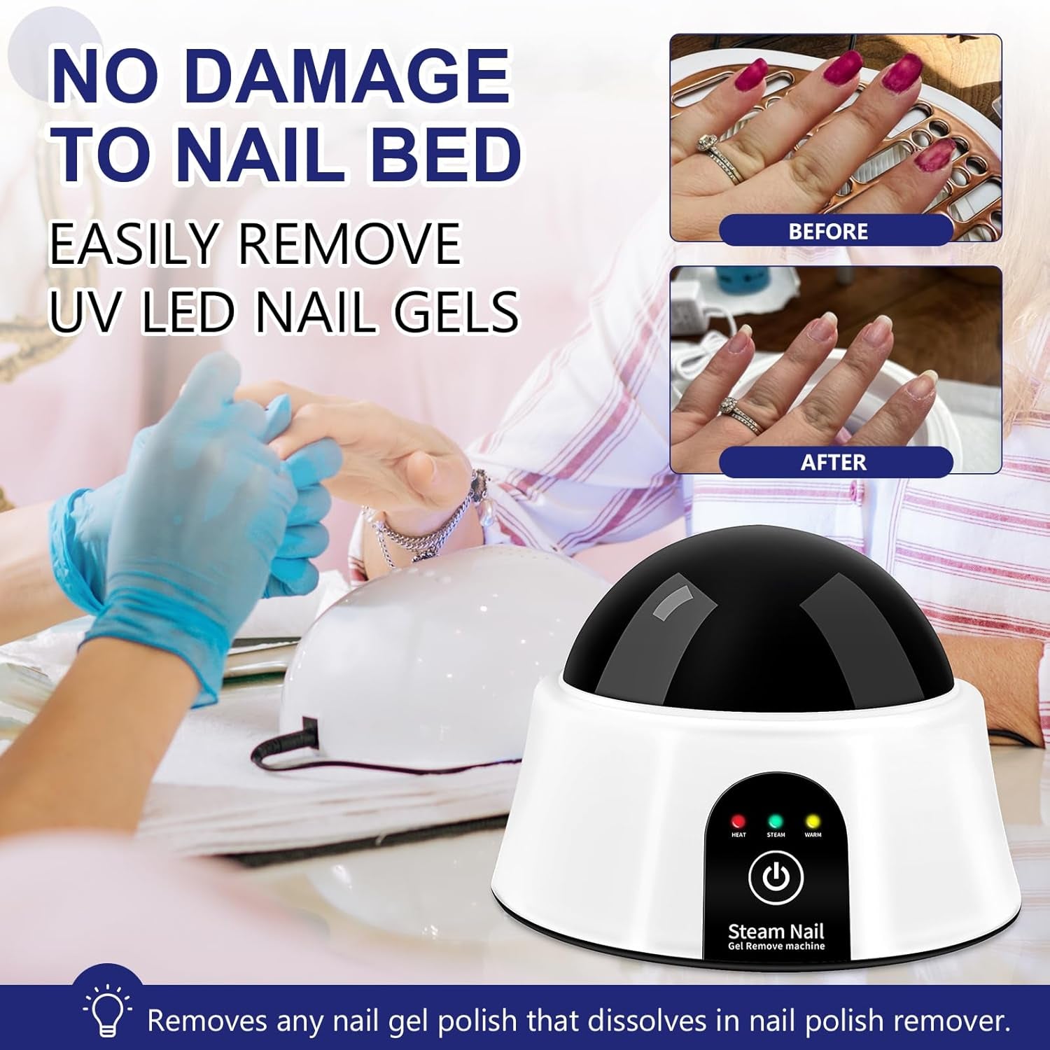 Electric Nail Soaking Bowl, Soak off Bowl Manicure Soaker Acrylic Dip Gel Nail Polish Remover with Color Cuticle Pusher