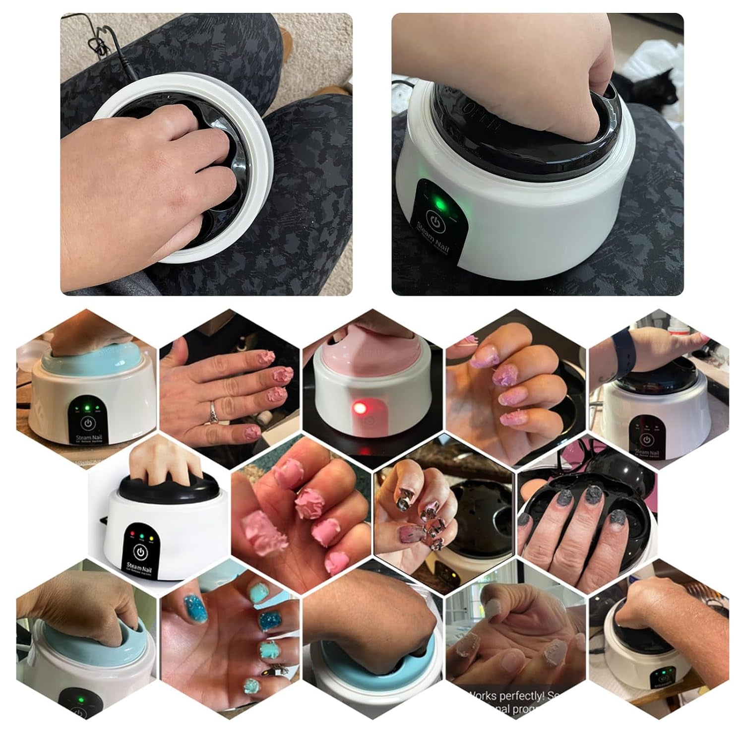 Electric Nail Soaking Bowl, Soak off Bowl Manicure Soaker Acrylic Dip Gel Nail Polish Remover with Color Cuticle Pusher