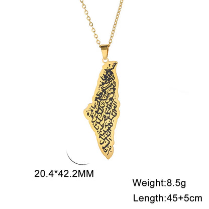 Israel Palestine Map Pendant Necklace for Women Men Arabic African Jamaica Stainless Steel Gold Color Chain Necklaces Jewelry