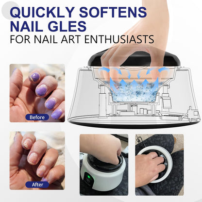 Electric Nail Soaking Bowl, Soak off Bowl Manicure Soaker Acrylic Dip Gel Nail Polish Remover with Color Cuticle Pusher