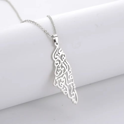 Israel Palestine Map Pendant Necklace for Women Men Arabic African Jamaica Stainless Steel Gold Color Chain Necklaces Jewelry