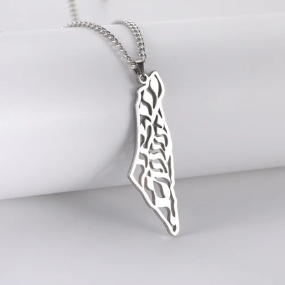 Israel Palestine Map Pendant Necklace for Women Men Arabic African Jamaica Stainless Steel Gold Color Chain Necklaces Jewelry
