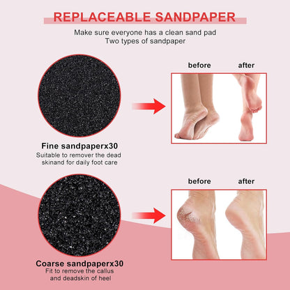 Electric Foot Scrubber Dead Skin - Professional Electric Foot Callus Remover Adjustable Speed Plug-In Foot File with 60PCS Replacement Sandpaper Disk
