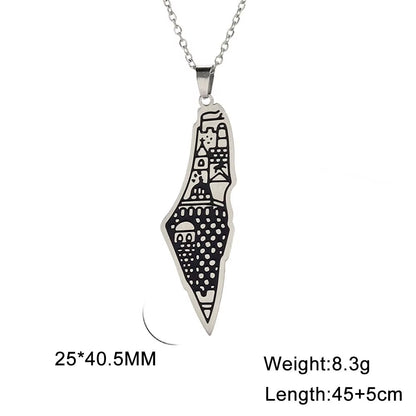 Israel Palestine Map Pendant Necklace for Women Men Arabic African Jamaica Stainless Steel Gold Color Chain Necklaces Jewelry