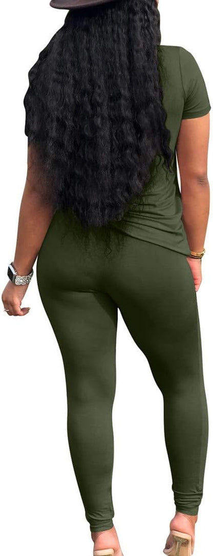 2 Piece Outfits for Women Workout Track Suits Long Sleeve Top Jogger Legging Pants Sets