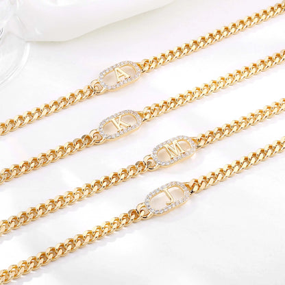 Gold Initial Ankle Bracelets for Women Dainty CZ Cuban Link Anklets Summer Gifts