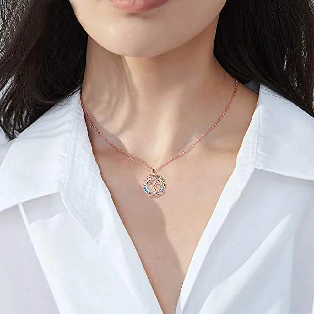 Mothers Day Gifts Tree of Life Necklace for Women 925 Sterling Silver Family Tree Austrian Crystal Jewelry Valentines Day Anniversary Birthday Mothers Day Gifts for Mom