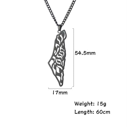 Israel Palestine Map Pendant Necklace for Women Men Arabic African Jamaica Stainless Steel Gold Color Chain Necklaces Jewelry