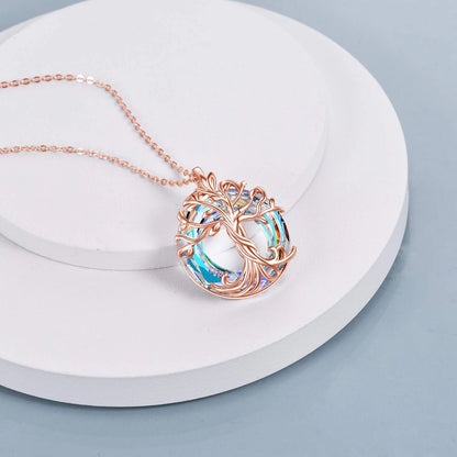 Mothers Day Gifts Tree of Life Necklace for Women 925 Sterling Silver Family Tree Austrian Crystal Jewelry Valentines Day Anniversary Birthday Mothers Day Gifts for Mom