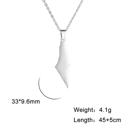 Israel Palestine Map Pendant Necklace for Women Men Arabic African Jamaica Stainless Steel Gold Color Chain Necklaces Jewelry