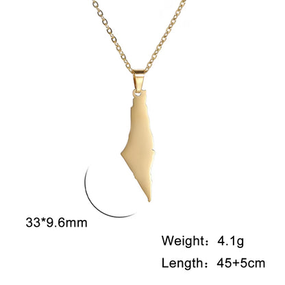 Israel Palestine Map Pendant Necklace for Women Men Arabic African Jamaica Stainless Steel Gold Color Chain Necklaces Jewelry
