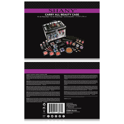 Carry All Trunk Professional Makeup Kit - Eyeshadow,Pedicure,Manicure with Black Trim Clear Case