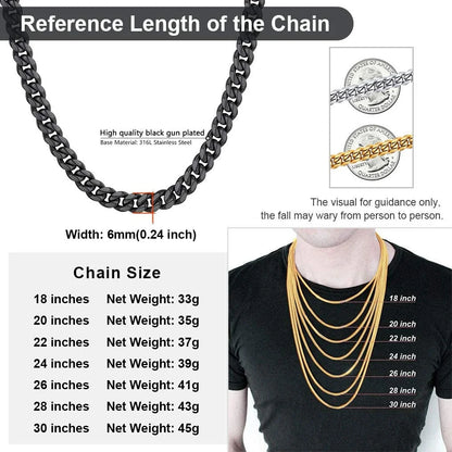 Mens Chain Stainless Steel Necklace Curb Cuban Link Neck Chains Mens Gifts