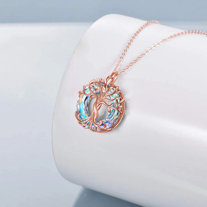 Mothers Day Gifts Tree of Life Necklace for Women 925 Sterling Silver Family Tree Austrian Crystal Jewelry Valentines Day Anniversary Birthday Mothers Day Gifts for Mom