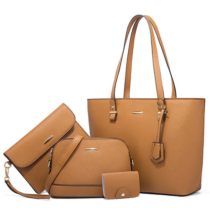 Women Trendy Retro Large Tote and Messenger Bag and Clutch and Wallet Fashionable Four Piece Set Crossbody Bags for Women Medium Size with Wallet