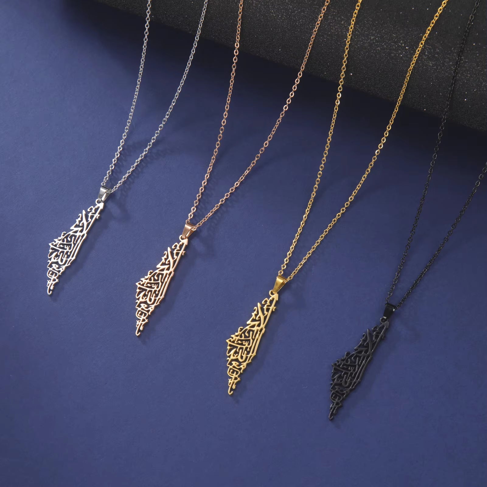 Israel Palestine Map Pendant Necklace for Women Men Arabic African Jamaica Stainless Steel Gold Color Chain Necklaces Jewelry