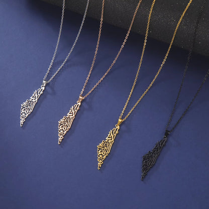 Israel Palestine Map Pendant Necklace for Women Men Arabic African Jamaica Stainless Steel Gold Color Chain Necklaces Jewelry