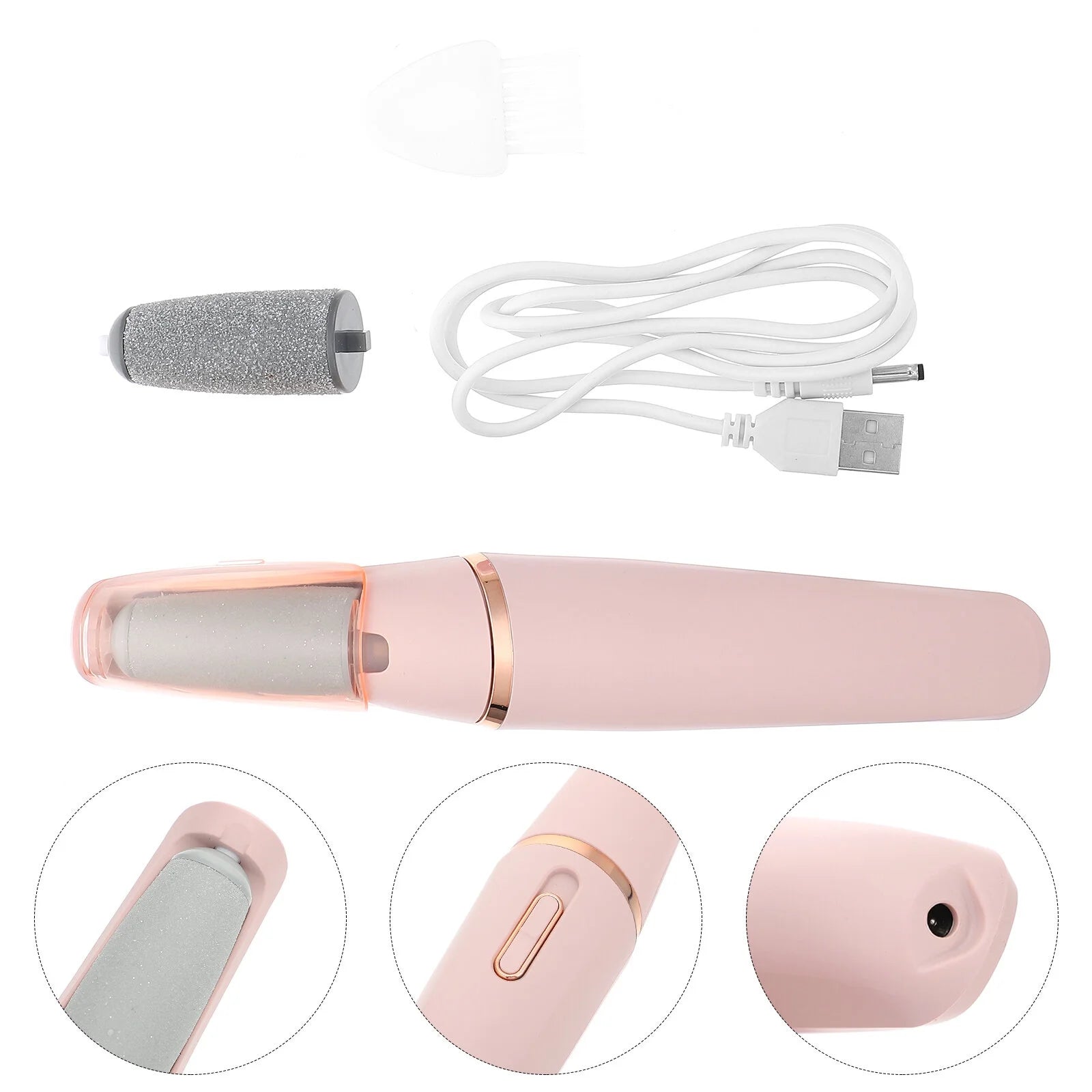 Pedicure Tool Electric Foot Scrubber Exfoliating Portable Files Feet Callus Remover Pink