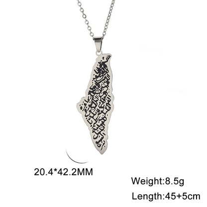 Israel Palestine Map Pendant Necklace for Women Men Arabic African Jamaica Stainless Steel Gold Color Chain Necklaces Jewelry