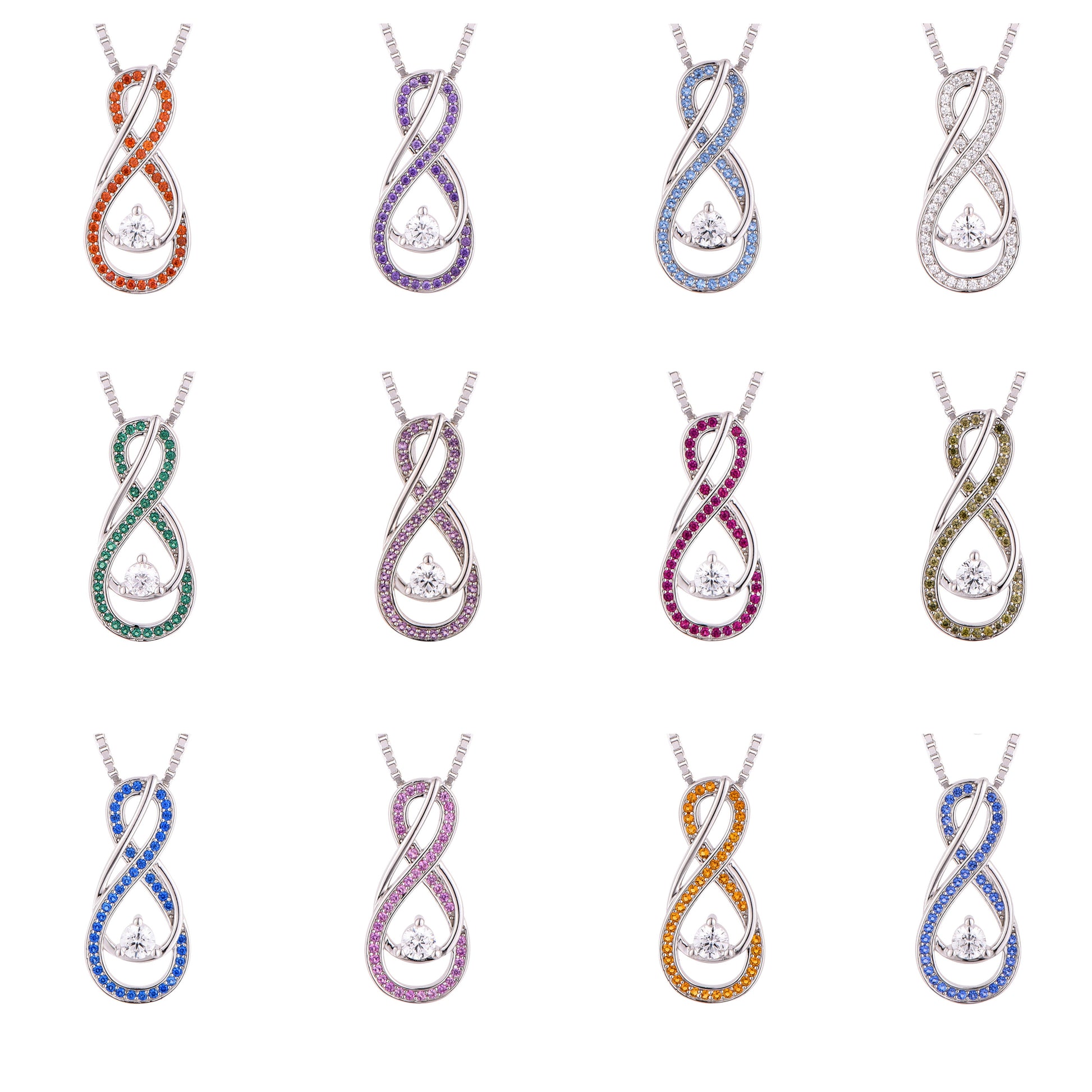 Blue Turquoise Infinity Birthstone Necklace - December Gemstone