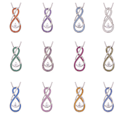 Blue Turquoise Infinity Birthstone Necklace - December Gemstone